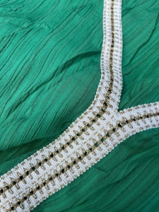 Gold Trim Kaftan Dress - Green